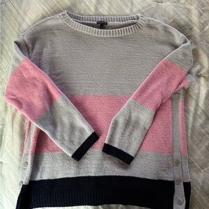 Talbots size XL X-large Colorblock Sweater in Pink, Gray, and Black stripes